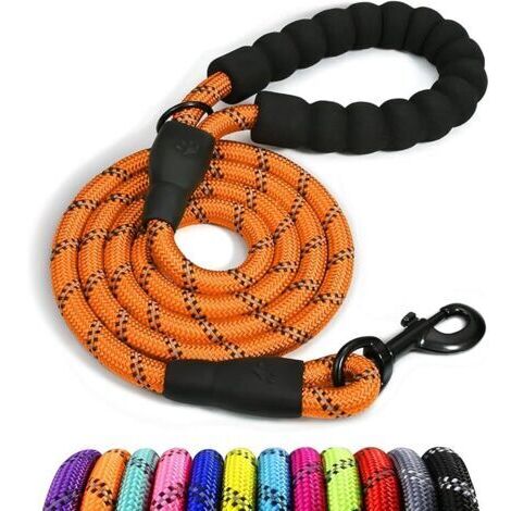Laisse pour chien en nylon 150cm – Poignée rembourrée douce – Fils réfléchissants pour sécurité nocturne – Corde d'escalade durable (1/5)