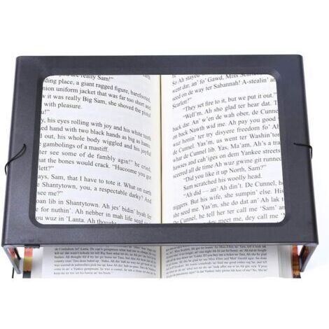 Loupe rectangulaire pliable pleine page mains libres avec 12 lumières LED pour lire, travailler