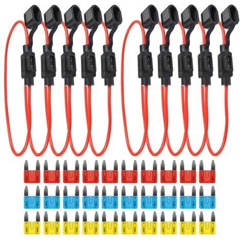 Pack de 10 porte-fusibles pour fusibles automobiles avec boîtier entièrement encapsulé porte-fusible à lame porte-fusible de voiture étanche porte-fusible à lame en ligne (1/5)
