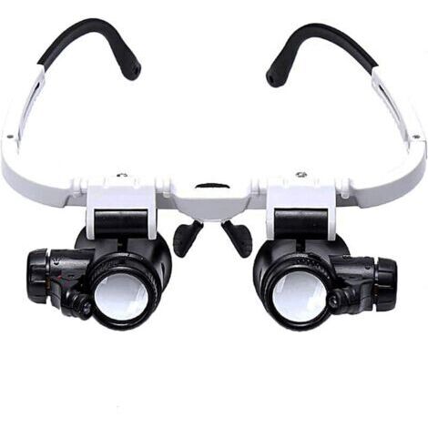 Loupe binoculaire avec 2 lumières LED – Grossissement 8X-15X-23X – Lentille acrylique haute clarté – Éclairage réglable pour horlogers et bijoutiers