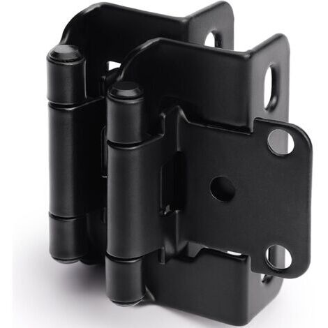 Lot de 2 charnières noires à recouvrement de 1/2 po pour portes d'armoire (1 paire) – Charnières semi-dissimulées à fermeture automatique (1/5)