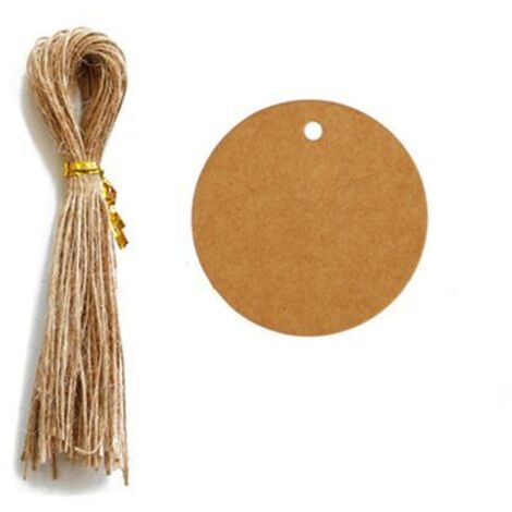 100PCS Étiquettes Kraft,Étiquette Cadeaux,Étiquette Ronde 4x4cm Kraft Étiquettes Étiquettes Vierges pour Mariage,Anniversaire,Noël (Marron) (1/5)