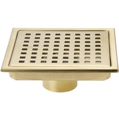Siphon de sol carré en or brossé 6 pouces, grille avec couvercle amovible, acier inoxydable SUS304 (1/5)