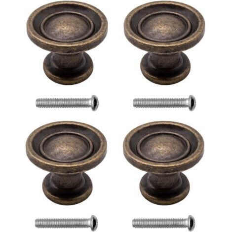 Poignées de meubles antiques, style maison de campagne, design vintage, fer bronze, meubles, armoires, commodes, buffets, 29 x 19 mm, bronze, lot de 4 (1/5)