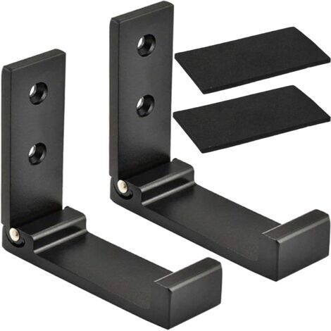 Patère pliable en aluminium, patère murale pliable, crochet pour casque, lot de 2 (noir) (1/5)