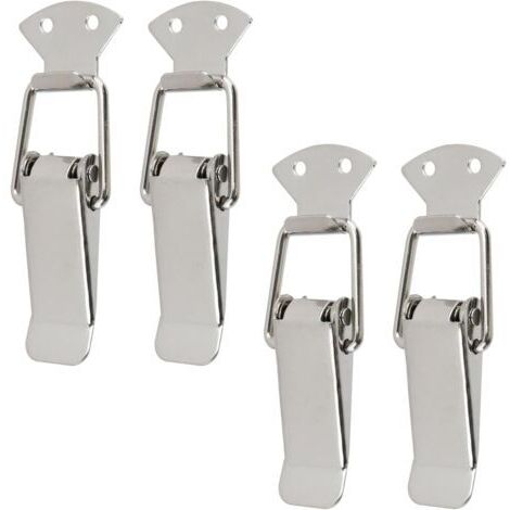 Loquet à ressort, sans mécanisme de verrouillage, argenté, entraxe de 41 mm, 4 loquets à ressort plaqués fer/nickel. (1/5)