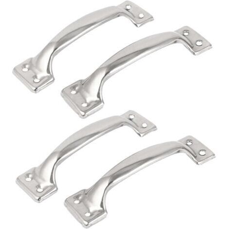 Lot de 4 poignées de porte de grange vintage pour armoires de cuisine, centre du trou : 112 mm, fer argenté (1/5)