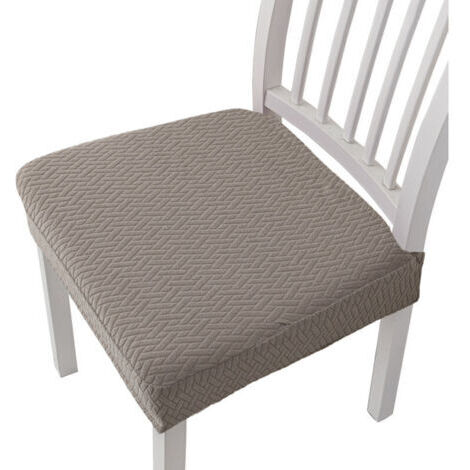 4 Pcs Removable and Washable Jacquard Dining Chair Cushion Cover - Taupe, solid colour stretch chair cover cover, hotel home dining chair cover