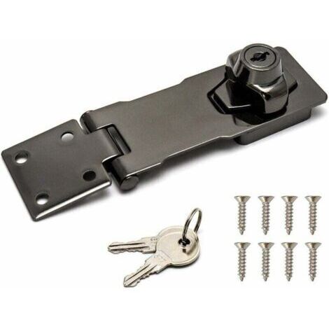 Vol de sécurité, 4/10cm, noir, dispositif de verrouillage avec clé et vis pour serrure de porte porte d'entrée, porte de garage