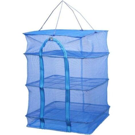 Séchoir à herbes à 3 étages en maille filet à suspendre avec fermeture éclair pliable pour sécher les légumes et les poissons (hauteur 66 cm) (1/4)