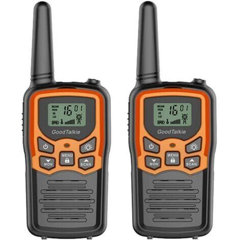 Talkies-walkies longue portée pour adultes avec 22 canaux FRS, talkie-walkie familial avec lampe de poche LED, écran LCD VOX pour randonnée, camping, voyage (lot de 2 orange) (1/4)