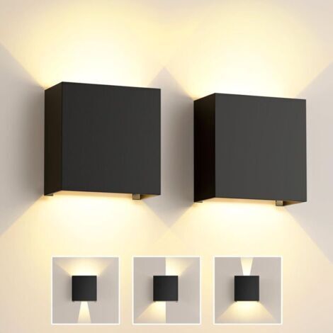 Applique murale d'intérieur LED 6 W, lot de 2, noir, angle de faisceau réglable, blanc chaud 3 000 K, étanche IP65, moderne, pour chambre, couloir, salon [Classe énergétique E] (1/4)