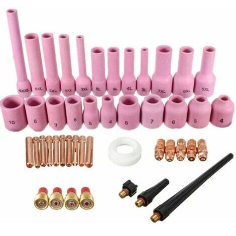 46 Pieces / ensemble TIG gaz lentille collet corps buse d'alumine Kit assorti pour SR WP-9 WP-20 WP-25 torche de soudage TIG,de (1/4)