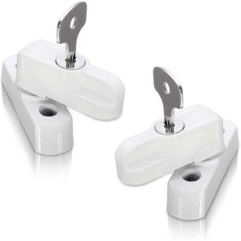 Bloqueurs de porte et de serrures de fenêtre pour portes, fenêtres en PVC et pour portes françaises, bloqueurs de châssis pour portes et fenêtres à double vitrage (Lot de 2, blanc) (1/4)