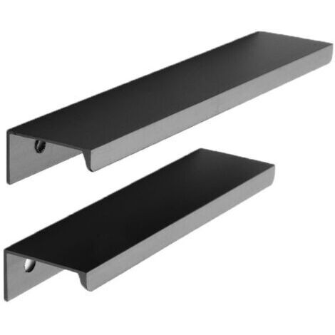 Lot de 6 Poignée Noir Poignée de Meuble Noir- Poignée Invisible Poignee de Meuble Cuisine Noir Poignée Meuble Noir Mat en Alliage d'Aluminium Entraxe 96mm (1/4)