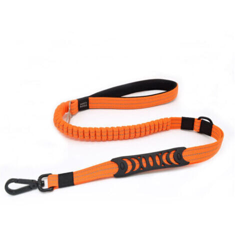 Laisse pour Chien Solide avec Poignée Rembourrée Corde Anti Traction Laisse de Dressage Élastique pour Moyens et Grands Chiens en Fort Tirage (110CM-150CM, Orange) (1/4)