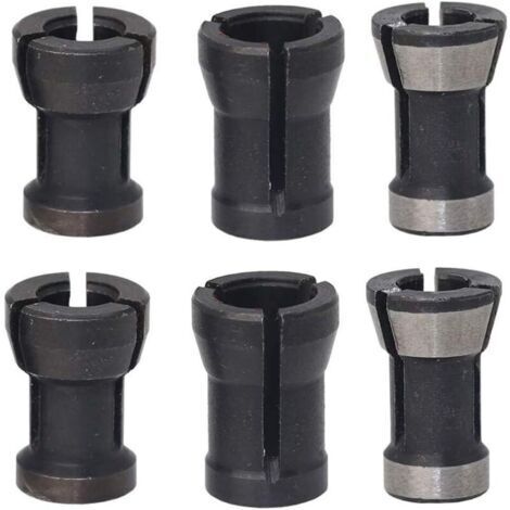6 Pièces Tête de Mandrin HSS Pince de Serrage Defonceuse Tête Adaptateur Convertisseur pour Perceuses Machine de Gravure pour Rogneuse Menuiserie électrique Pince de Routeur Titulaire(6/6.35/8mm)