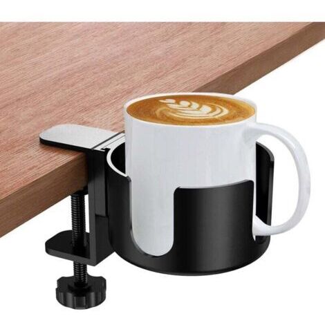 Porte-gobelet - Porte-gobelet de bureau en alliage d'aluminium, porte-bouteille de bureau réglable, facile à installer, porte-gobelet pour eau, boissons, tasses à café (1/4)