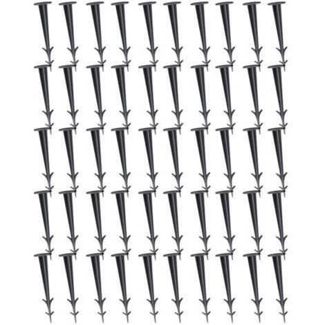 Lot de 50 Piquets de Fixation Ancrage Piquet de Terre avec Barbillon Extra Résistant Tissu de Mauvaises Herbes de Paysage en Plastique Noir pour la Fixation des Tissus Anti Mauvaises Herbes - 12CM (1/4)