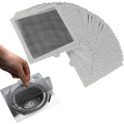 40 pcs Attrape Cheveux Douche Autocollant Jetable, 15 cm x 15cm, Filtre Cheveux Douche Adhésif Flexible pour Caniveau de Douche, Cuisine, Salle de Bain, Contre Les Bouchons de Drain