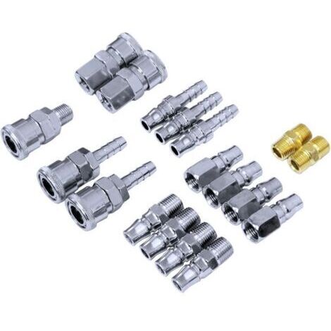 Lot de 18 raccords pour compresseur d'air - Raccord rapide - Raccords pneumatiques - Coupleur de tuyau d'air à connexion rapide