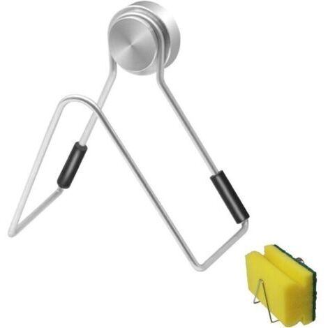 Porte-éponge de cuisine magnétique sans perçoite, Organisateur evier, Support pour Éponge Mural pour rangement evier (Petit) (1/4)