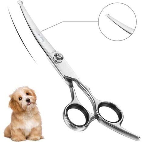 Ciseaux de toilettage incurvés pour chiens avec pointes rondes, cisaillement incurvé pour chiens et chats (1/4)