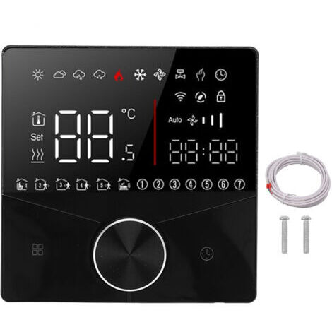 Thermostat numérique intelligent, affichage couleur LCD, contrôle précis, contrôleur de température Intelligent, noir (1/5)