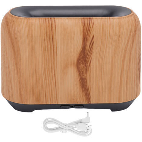 Diffuseur d'huiles essentielles à flamme 3D, humidificateur de bureau d'aromathérapie USB de 150ml avec lumière LED colorée pour la maison et la chambre à coucher, Grain de bois (1/5)