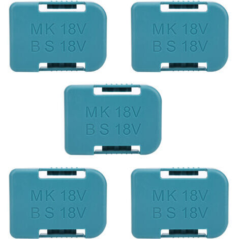 Lot de 5 supports de rangement pour batterie au lithium, fente pour ceinture, pour appareils de fixation Makita 18 V, cyan