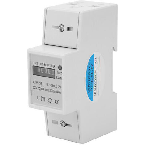 Compteur électrique numérique 220 V monophasé 2 fils 2P sur rail DIN, compteur électronique de kWh (20 (80) A) (1/5)