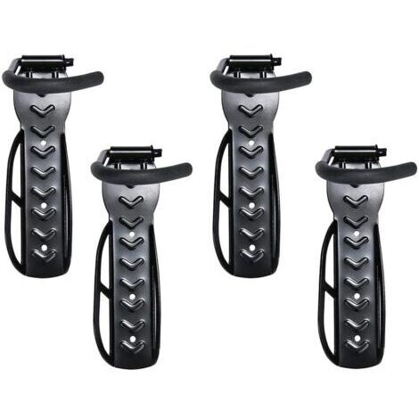 Lot de 4 Support de Vélo Crochet pour Vélo Support Mural pour Vélo Porte-Vélos Mural Vélo Peu Encombrants Noir Support Mural pour Vélo en Acier pour 4 Vélos Supports Muraux avec Accessoires (1/5)