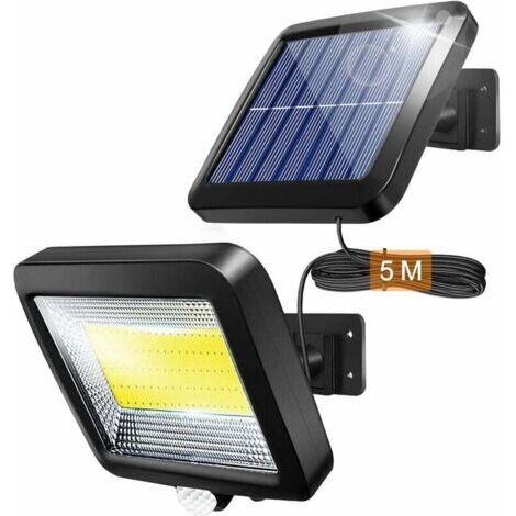 Lampe Solaire Extérieur avec Détecteur de Mouvements Infrarouge, Projecteur LED extérieur Avec Detecteur, Eclairage de Sécurité, Étanche , Pour Jardin, Entrepôt, Entrée