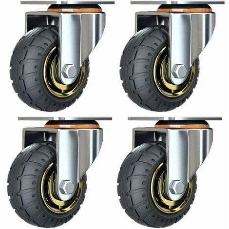 Lot de 4 roulettes pivotantes 75mm – Caoutchouc silencieux – Charge 80kg par roue – Pour sols durs et meubles mobiles (1/5)