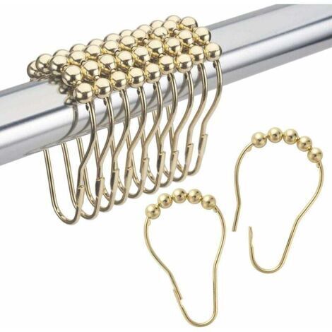 Lot de 12 anneaux de douche pour rideau de douche - En acier inoxydable et anti-corrosion - Pour rideau de douche (1/5)