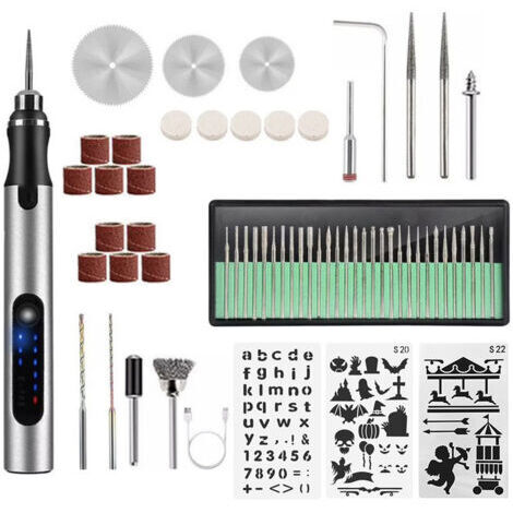 Stylo de gravure électrique USB kit d'outils de gravure rechargeable, mini outil de gravure, bijoux verre plastique Bois Métal portable rotatif machine de gravure (1/2)