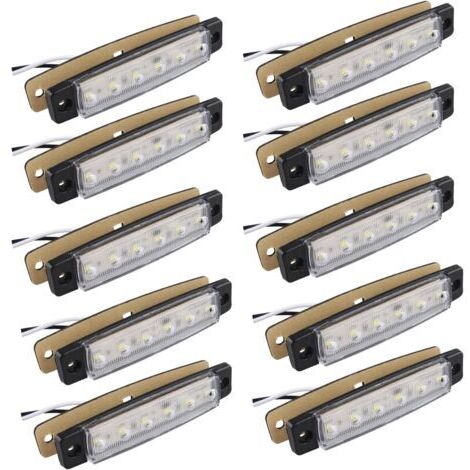 Gotrays – Lot de 10 feux de position latéraux 12V – 6 SMD LED étanches – Dimensions 98x20x10mm – Longueur de fil 248mm pour remorque et camion - 10pcs (1/5)