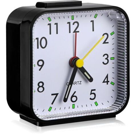 Réveil à Quartz,Analogique Silencieux RéVeil sans Tic Tac Fonction Snooze et Fonction Veilleuse Meilleur Réveil de Voyage RéVeil Portable Taille Reveil Horloge Réveil Analogique (Black) (1/5)