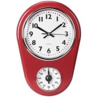 Eosnow Red Battery Operated Wall Clock, Hanging Bedroom Desk for Kitchen Living Room