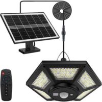 180 LED-Solarleuchte für drinnen und draußen, 1000 lm, Hängelampe, Solarleuchte für draußen, 5 Modi, Beleuchtungsset mit Fernbedienung, IP65, wasserdicht, für Zuhause, Garten, Schuppen, Pergola, Garag