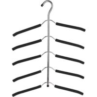 Multi-layer Clothes Hangers Stainless Steel 5 In 1 Metal Anti-Slip Sponge Space Saving Hanger Multi Magic Hanger Storage(black)