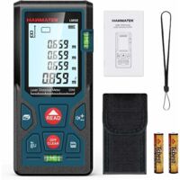Télémètre laser numérique, hanmatek lm50 100m Télémètre laser numérique, mesure de longueur / surface / Volume / Théorème de Pythagore avec rétroéclairage LCD, ip54