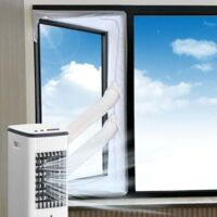 Kit Calfeutrage Climatiseur Mobile Porte Fenetre 400cm, pour Climatiseurs, Sèche-linge et Déshumidificateurs Tuyau évacuation Calfeutrage Fermeture éclair, Facile a Installer (4m)