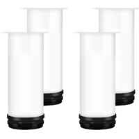 (Blanc) Pied de meuble réglable 20CM, 4PCS pied de table réglable en hauteur pied de meuble en métal acier inoxydable pied de table pied de meuble avec vis armoire, meuble TV