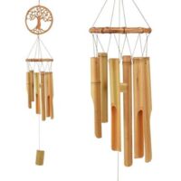 Carillons éoliens, carillons éoliens en bois décorés à la main personnalisés carillons éoliens musicaux pour jardin, extérieur, extérieur, cour, maison et intérieur (arbre de vie)