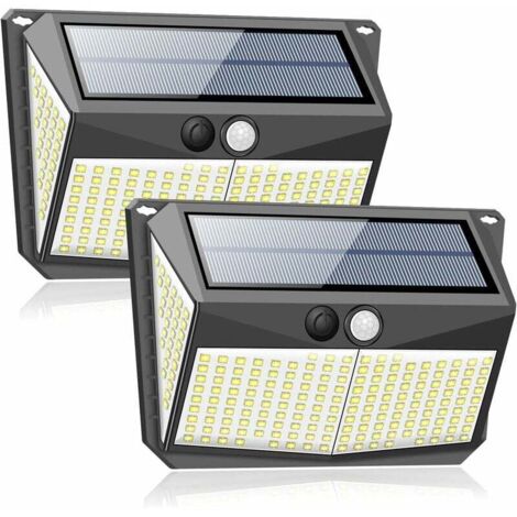 Lot de 2 lampes solaires décoratives 228 LED avec détecteur de mouvement, 3 modes, batterie 2200mAh, étanches, pour jardin (1/5)