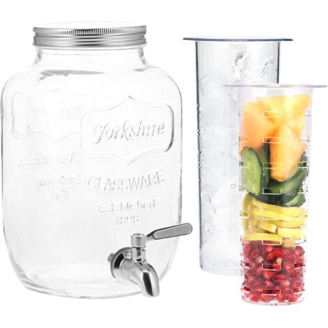 Boisson Insert 1 Distributeur Boisson Verre 4L Avec Robinet Inox Et 2 Inserts Pour ...