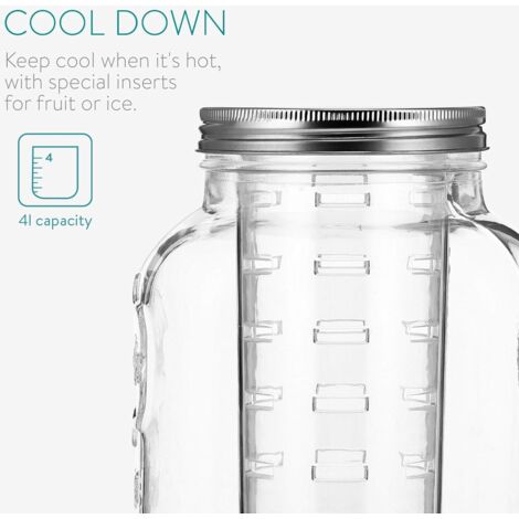 Boisson Insert 1 Distributeur Boisson Verre 4L Avec Robinet Inox Et 2 Inserts Pour ...