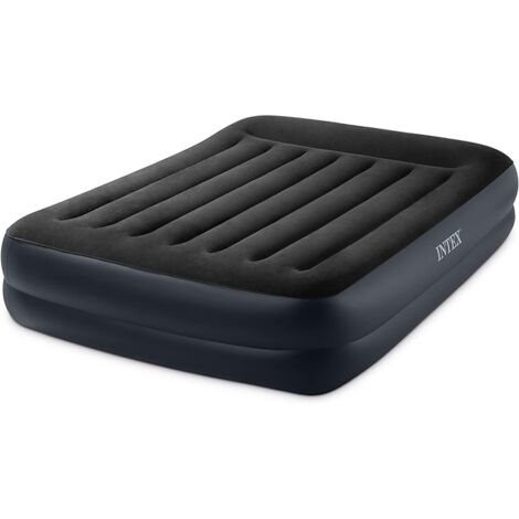 Intex – Matelas gonflable double 203x152 cm – Capacité 273 kg – Technologie Fiber-Tech – Pompe électrique intégrée – Oreiller intégré