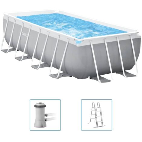 Intex – Ensemble de piscine hors sol rectangulaire 400x200x122 cm – Cadre en acier durable – Matériaux résistants à la perforation – Capacité 8418 litres (1/5)
